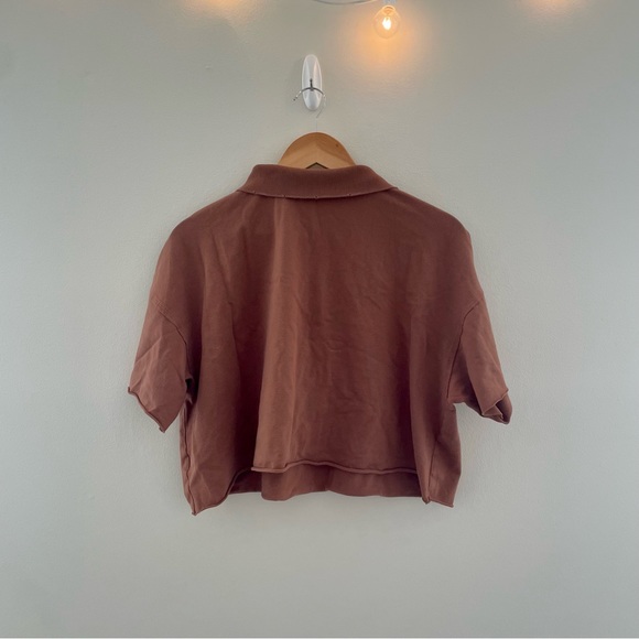 American Eagle Burnt Orange Cropped Polo Shirt - Picture 3 of 4